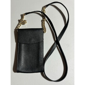 14th & Union Leather Crossbody Bag Black Small Travel Purse Phone Cards 4"X7"